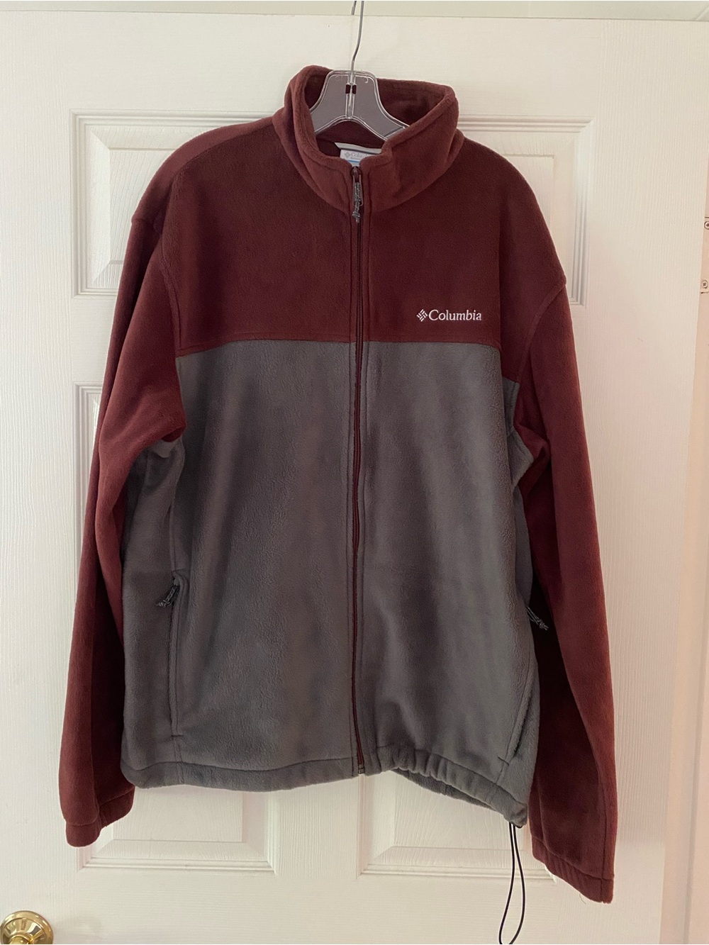 Columbia Burgundy Gray Steens Mountain Full Zip Fleece Jacket Gorpcore - XL